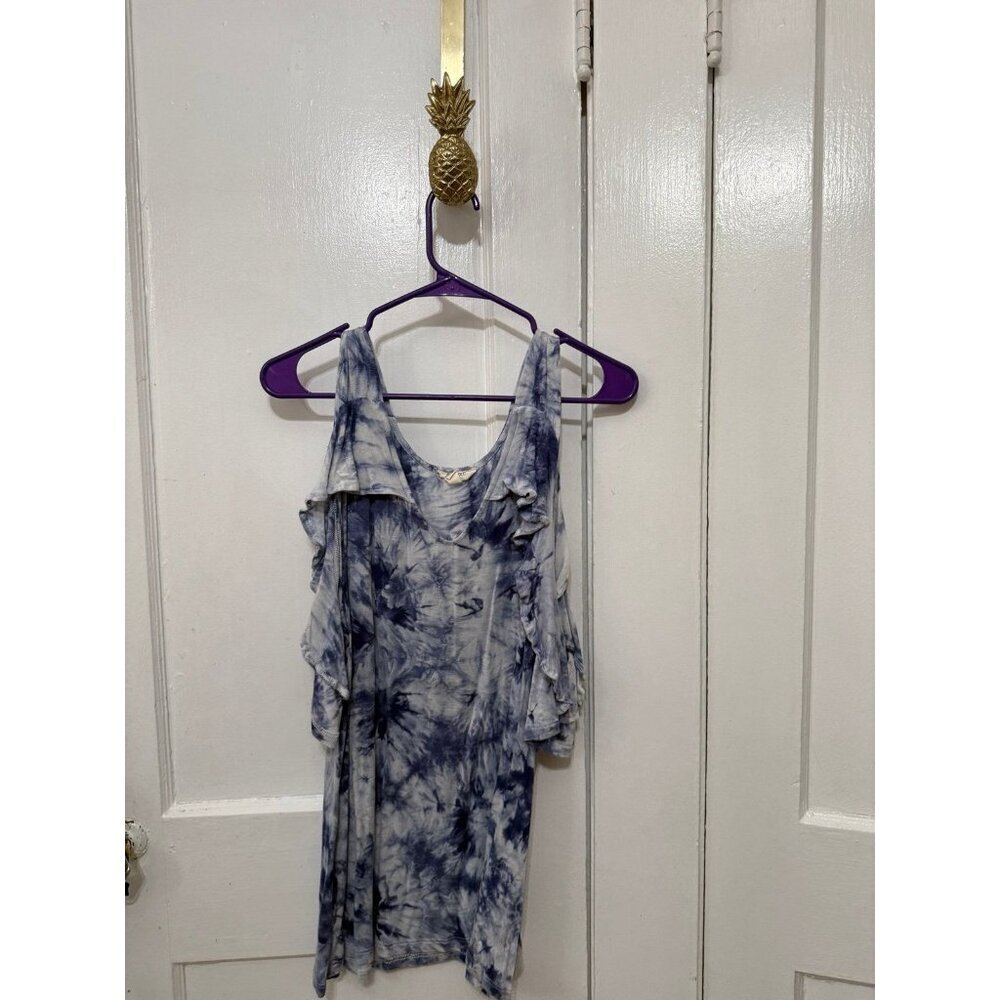 Como Blu Women’s Tie-Dye Ruffle Cold Shoulder Top